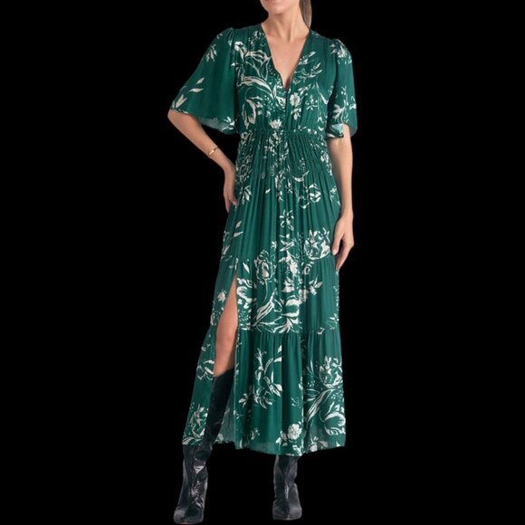 NWT Elan - Maxi Dress With Slit - Jade Toulouse - Picture 1 of 3